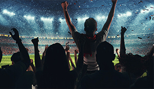 Stadium of people cheering